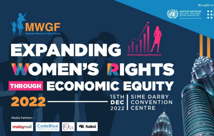 Poster of MWGF 2022 and its theme of Expanding Women's Rights Through Economic Equity. 